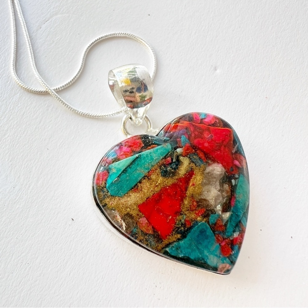 925 Sterling Silver Oyster Copper Turquoise necklace Gemstone women’s Jewelry